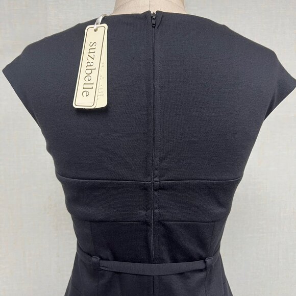 NWT Deadstock 2000s Designer Suzabelle Retro Art Deco Black Pencil Dress - Picture 5 of 6